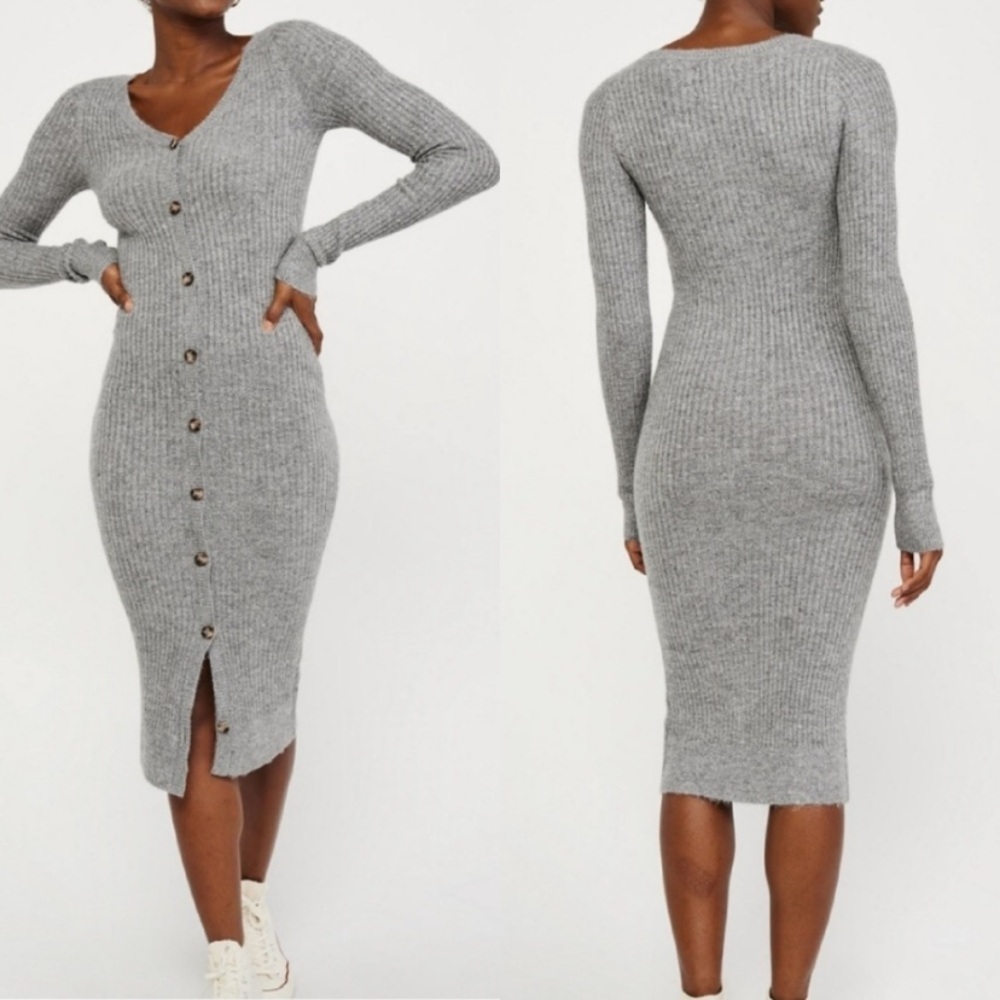 Abercrombie & Fitch Gray Midi Dress